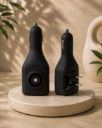 Compact Car USB Charger - Dual USB Port 12V/24V Car Power Adapter